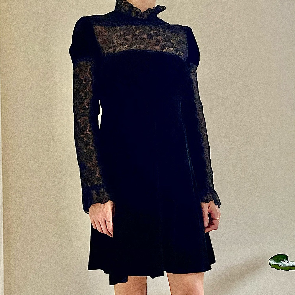 Vintage Emporio Armani velvet dress with lace.